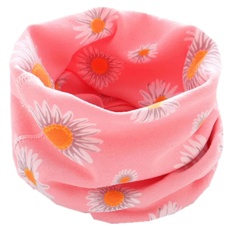 pink big flower LIHFSI 1 шт. хлопок шарфом и капюшоном, для девочки, детская зимняя Снуд шарф для девочек, для мальчиков, чистый цвет, ошейники для собак детский шарф для девочек-хомут с круглым воротником для мальчиков и девочек шарф - Цвет: pink big flower