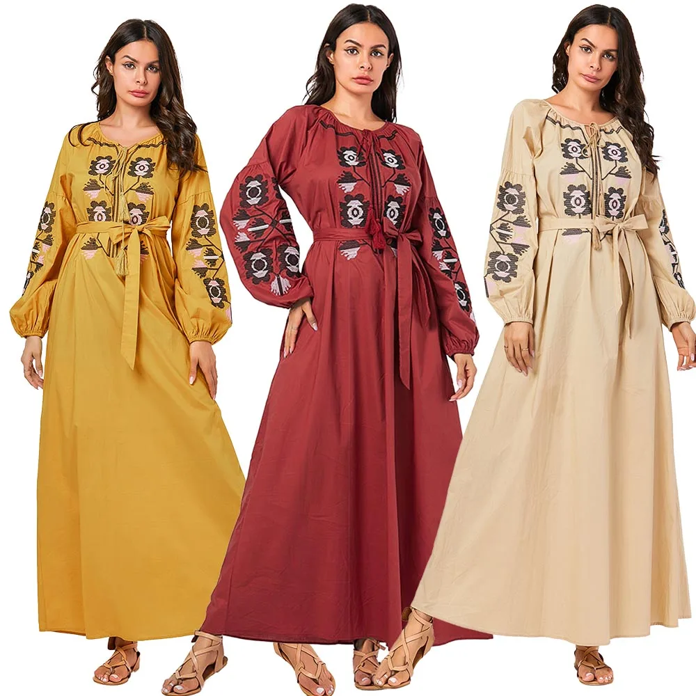 BNSQ модное Цветочный вышитый кружевной Макси платье арабский пакистанский сальвар камиз мусульманская одежда Турция Кафтан Оман абайя
