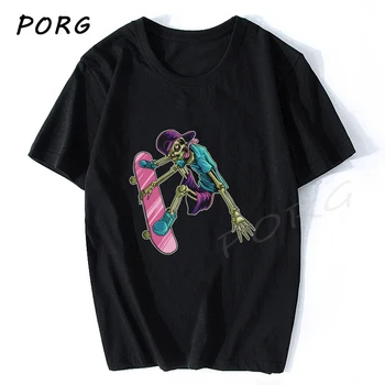 

Skull Skate Fashion Cotton100% Print T-shirt Funny Harajuku T Shirts Casual Short Sleeve Short Summer Hip Hop Oversized Tshirt