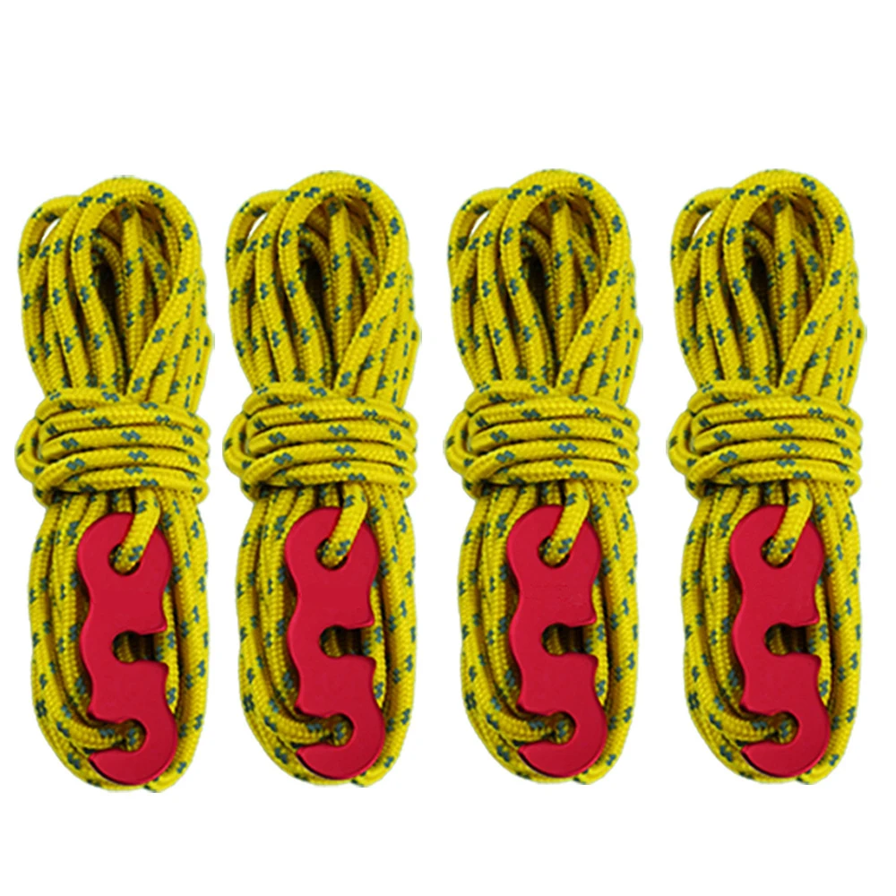 4 Pcs 3MM Adjustable Wind Rope Tent Accessories Reflective With S-Ring Hooks High Strength Outdoor Camping | Спорт и развлечения