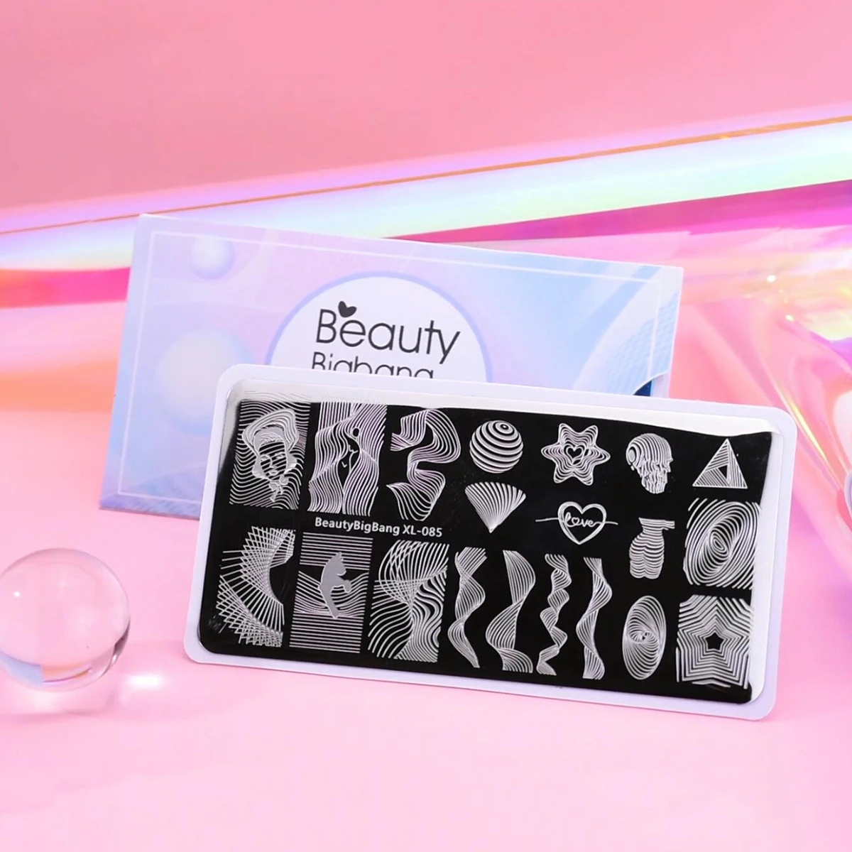 Beautybigbang штамповочные пластины аксессуары для дизайна ногтей полосатые линии геометрическое изображение Нержавеющая Сталь Штамповка ногтей шаблон XL-085