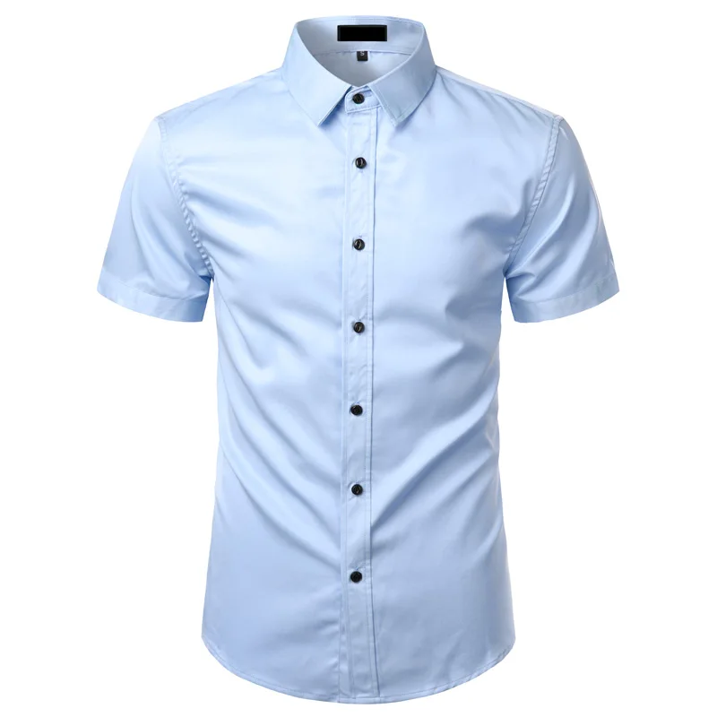 Camisa masculina de botão de fibra de