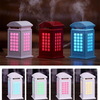 

USB Air Humidifier300ml Ultrasonic Mist Maker Telephone Booth with 7 Color Changing LED Lamp Atomizer Car Mini