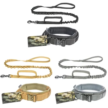 

Pet Dog Tactical Collar and Leash Set Outdoor Tactical Training Collar Traction Ropes for Army Dogs Quick Release Durable