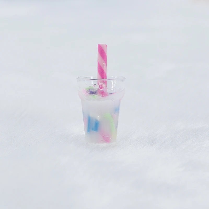 6pcs/Lot 26mm*12mm DIY Accessories Toys Dollhouse Miniature 3D Resin Rainbow Milk Tea AND Juice Cup Play | Дом и сад