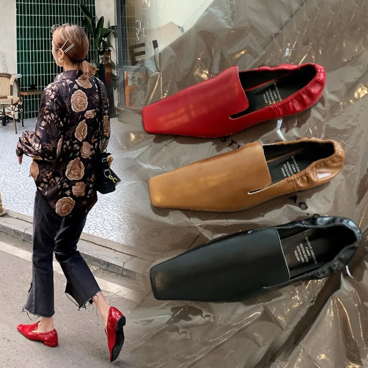 

2020 Spring New Style Solid Color Elastic Thin Heeled WOMEN'S Shoes Chunky Low Heel Pointed Versitile Fashion Shallow Mouth WOME