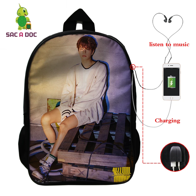 Mochila Kpop рюкзак для детей женский многофункциональный USB зарядка латоп рюкзак школьные сумки для подростков девочек мальчиков рюкзак для путешествий - Цвет: 26