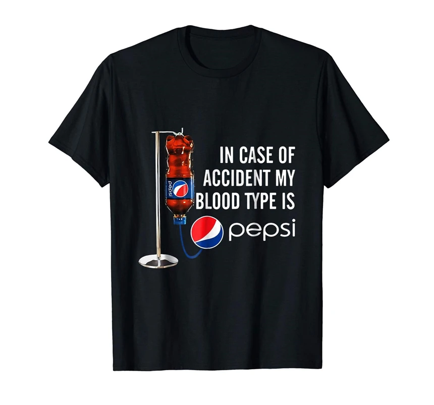 Черный чехол с надписью «My Blood type Is Pepsi», футболка в стиле Харадзюку С S-3Xl