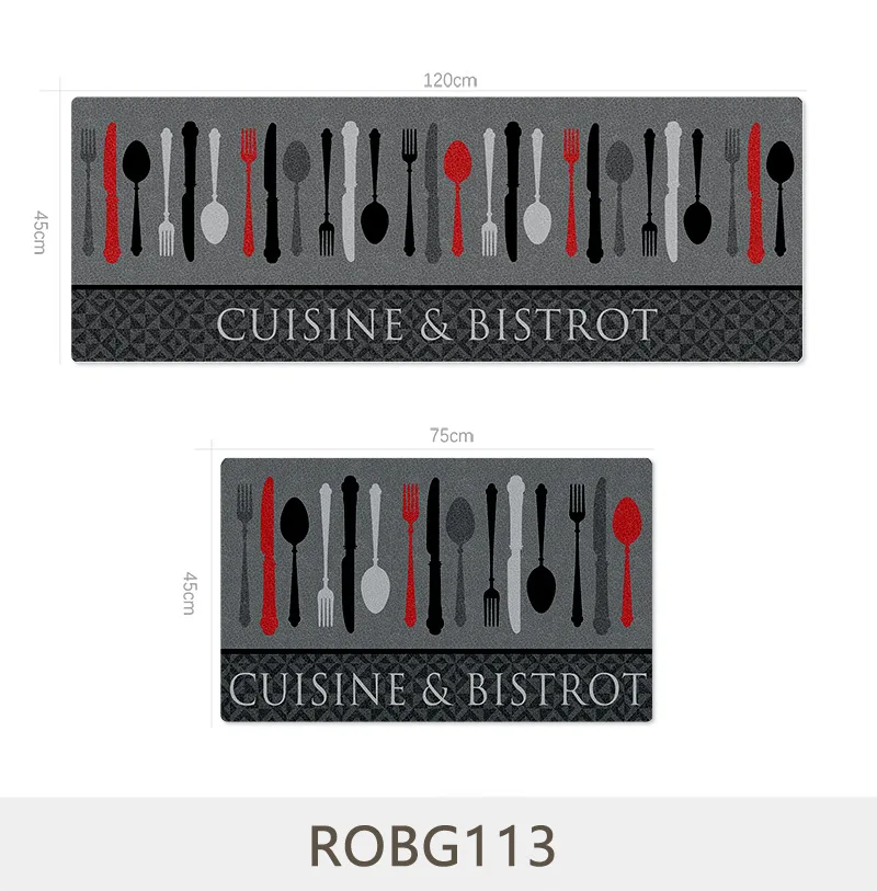 ROBG113 Household PVC leather floor mat marble grain kitchen strip waterproof and antiskid mat bathroom rug and mat set bathroom carpet - Цвет: ROBG113