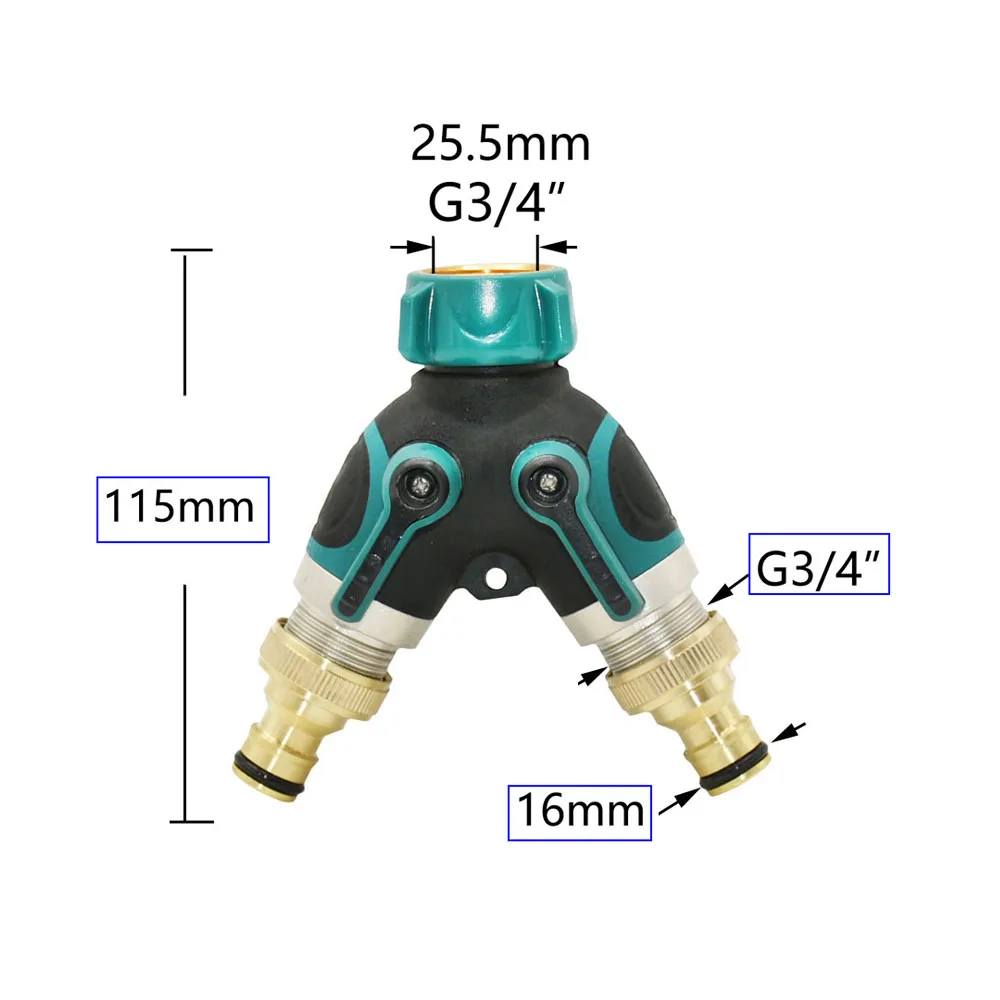 Garden Tap Water Pipe 2/4 Way Splitter 3/4" Thread Brass Plastic Y-Type Garden Hose Splitter With 16mm Nipple Connector