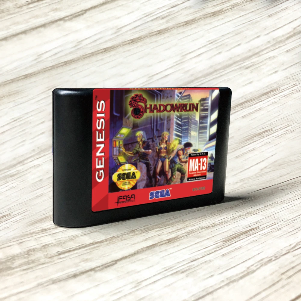 Shadowrun - USA Label Flashkit MD Electroless Gold PCB Card for Sega Genesis Megadrive Video Game Console