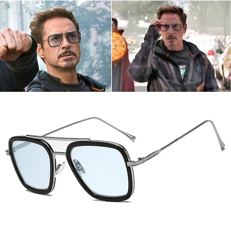 Fashion Avengers Tony Stark Flight Style Sunglasses Men Square Brand Design Sun Glasses edith Oculos iron Man 4 male