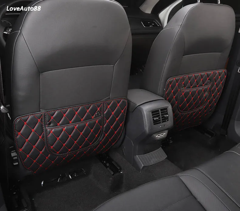 Для Volkswagen VW T-roc T roc автомобильное заднее сиденье с защитой от ударов накладка на заднее сиденье задняя крышка подлокотник защитный коврик - Название цвета: Black Red 2pcs