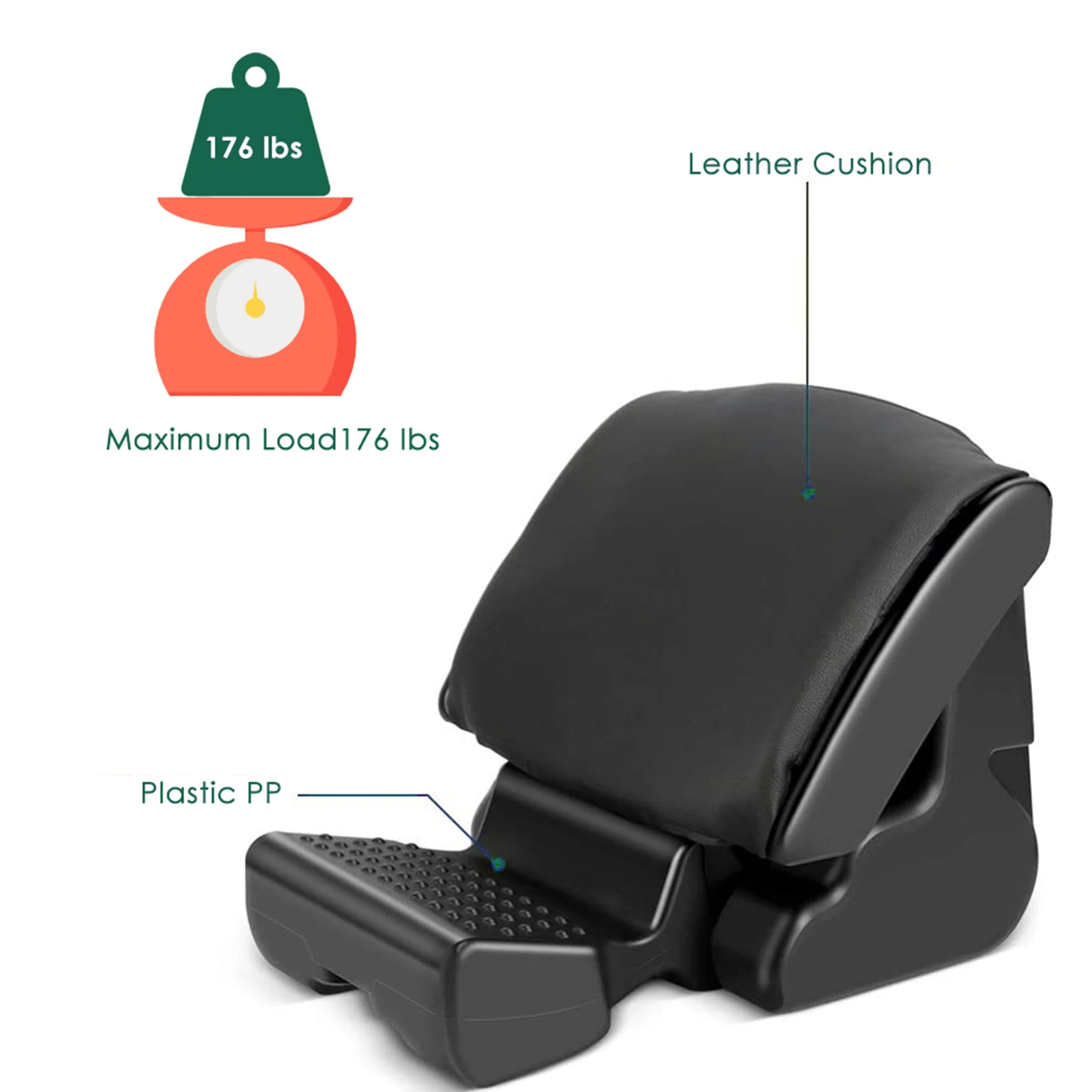 Adjustable Footrest With Footrest & Cushion Ergonomic Foot Rest Under