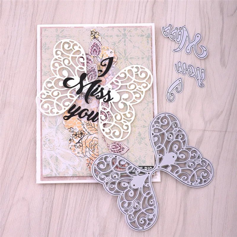 

DiyArts Butterfly Metal Cutting Dies I Miss You Letter New 2020 Scrapbooking for Making Cards Decorative Embossing DIY Crafts