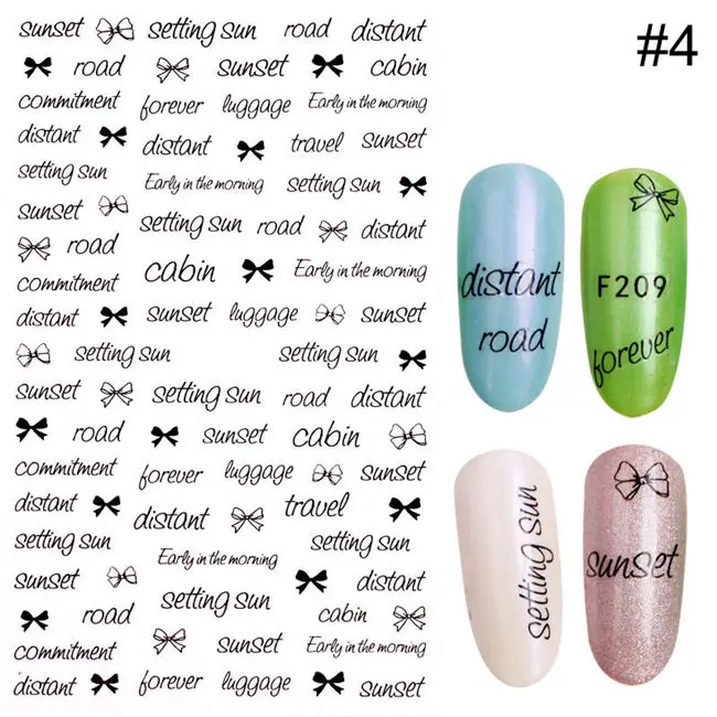 3D Nail Sticker Mixed Patterns Self-adhesive Transfer Decals Monogram 3D Nail Art Decoration Design Nail Sticker Paper - Цвет: 4