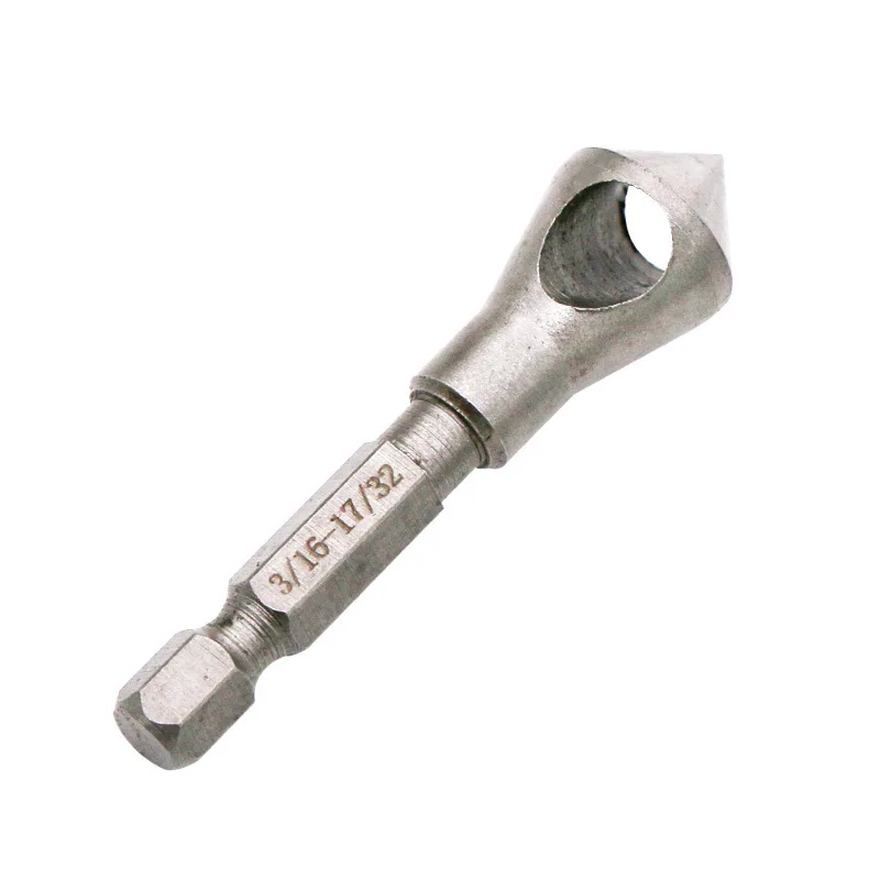 

90-Degree Hexagonal Shank Imperial Inclined Hole Chamfering Internal Chip Removal Countersink Drill Chamferer Deburring Woodwork
