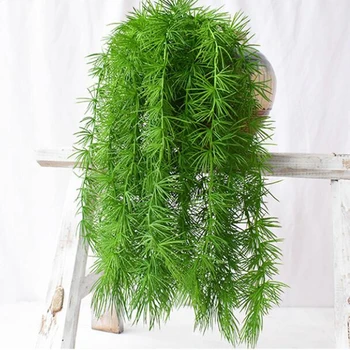

4pcs 95cm Soft Plastic Wall Hang Artificial Plant 5 Fork Branch Moss Cactus Flower Vine Garland Fake Plants Wedding Home Decor