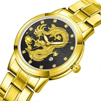 

Luxury Hollow Gold Dragon Wristwatch Men Stainless Steel Top Brand Military Men's Quartz Watches Relogio Masculino