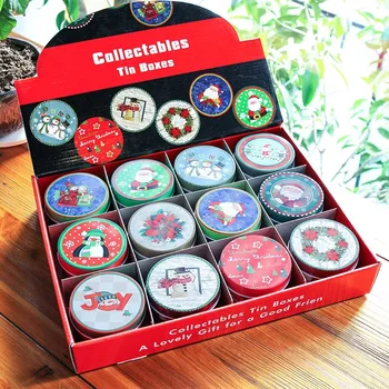 

12pc/set Christmas Style Tin Box New Year Kids Gift Packing Box Candy Cookies Biscuit Case Christmas Decorations for Home