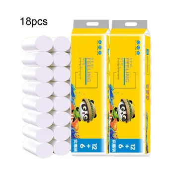 

18 Roll Wood Pulp Toilet Paper Towel 4 Layers Embossed Food Grade No Core Tissue