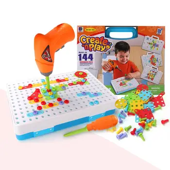 

Plastic Kids Drill Puzzle Educational Toys Screw Group Tool Kits Jigsaw Toy Math Funny child parents Toy Set