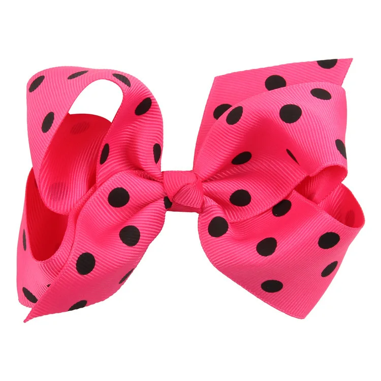 Fashion Big Ribbon Hair Bow Clip Handmade Colorful Dot Bowknot Hairpin Princess Boutique Barrette Headwear Accessory for Girls - Цвет: 04