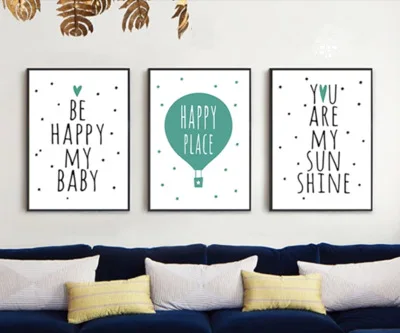

Northern European-Style Modern Minimalist Hipster Oil Painting Balloon English Lettered Frameless Decorative Painting CHILDREN'S