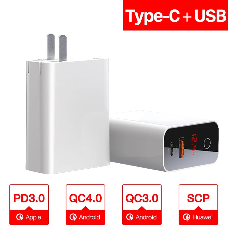 US Plug White Baseus Quick Charge 4,0 3,0 USB зарядное устройство для iPhone 11 Pro Max samsung huawei SCP QC4.0 QC3.0 QC C PD Быстрая зарядка для мобильных телефонов - Тип штекера: US Plug White