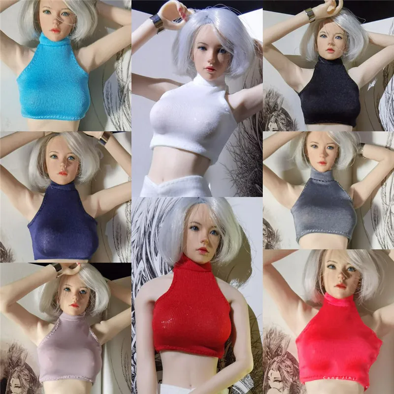 Женская фигурка в масштабе 1/6 сексуальная облегающая футболка без бретелек жилет
