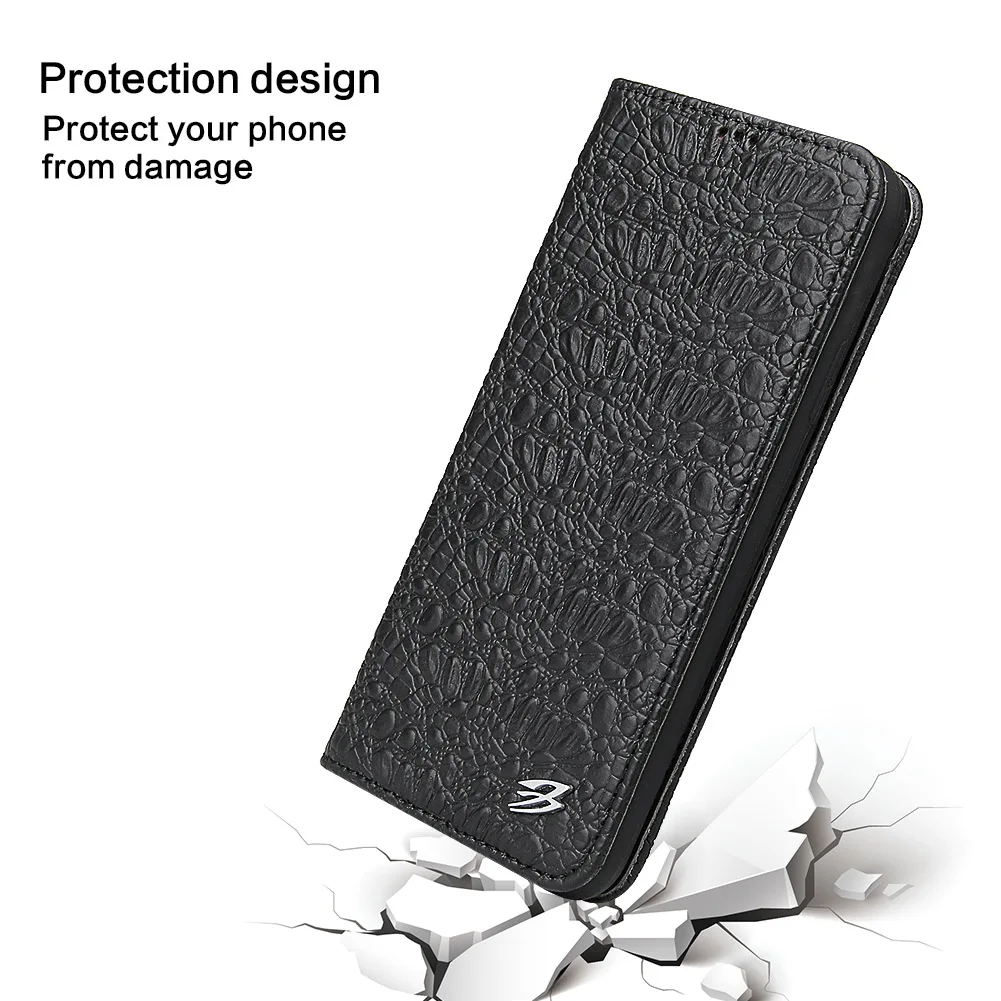 Чехол из натуральной кожи под крокодиловую кожу для iPhone 11 Pro Max 5,8 6,1 6,5 из натуральной воловьей кожи Флип Магнитный чехол-кошелек для iPhone11