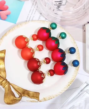 

Hot Selling Double Sides Big Pearl Stud Earrings Candy Colors Rubber Big Ball Earrings Women Party Bead Ear Stud Jewelry gift