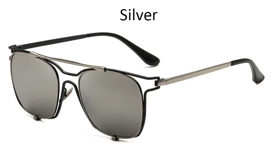 Silver Зеркальные Новые квадратные солнцезащитные очки для женщин, роскошный бренд, сплав, солнцезащитные очки для женщин, мода, винтажные женские очки UV400 - Цвет линз: Silver