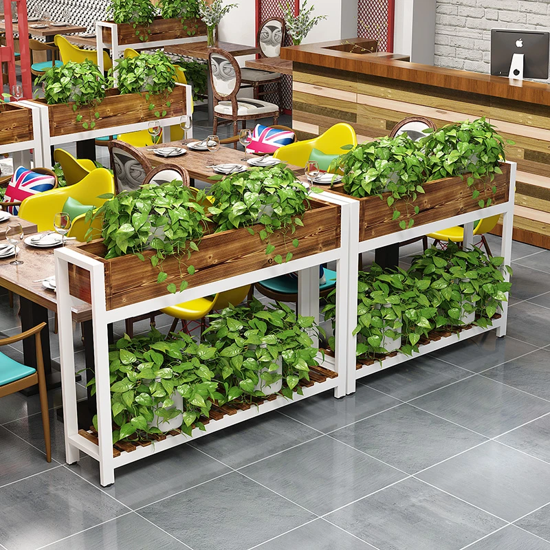 

A Kind Of Box Anticorrosive Wood Shavings Groove Solid Wood Restaurant Partition Balcony Plant Flowerpot Shelves