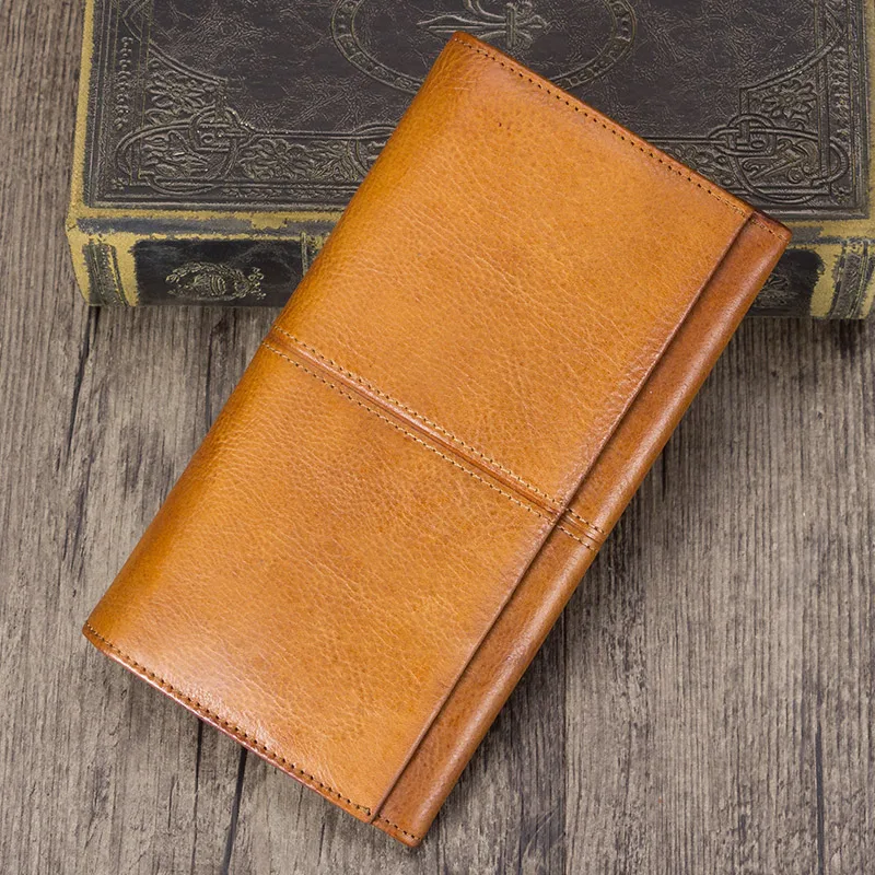 

Vintage Leather Women's Wallets, Women First Layer Cowhide Retro Wallet, Card Holder Wallets, Women's Long Zipper Purse 2020 New