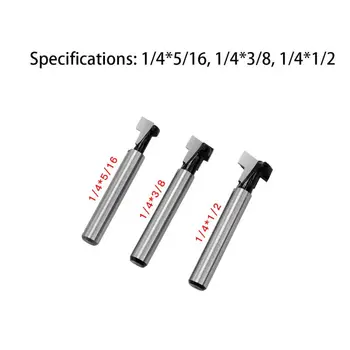 

3pcs/set 1/4" Shank Keyhole T-Slot Router Bit Woodworking Cutter for 3/8" 5/16"