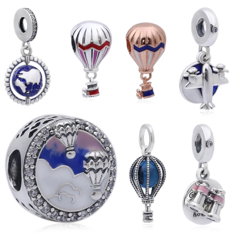 Новое поступление серебряные бусины 925 пробы, воздушный шар шармы для путешествий подходят оригинальные браслеты Pandora для женщин DIY ювелирные изделия