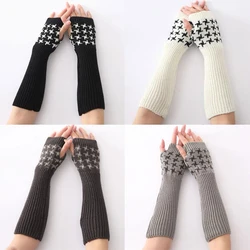 Stylish Universal Fingerless Gloves Neutral Classic Knitted Wool Arm Covers Winter Plaid Warm Korean Version Arm Covers