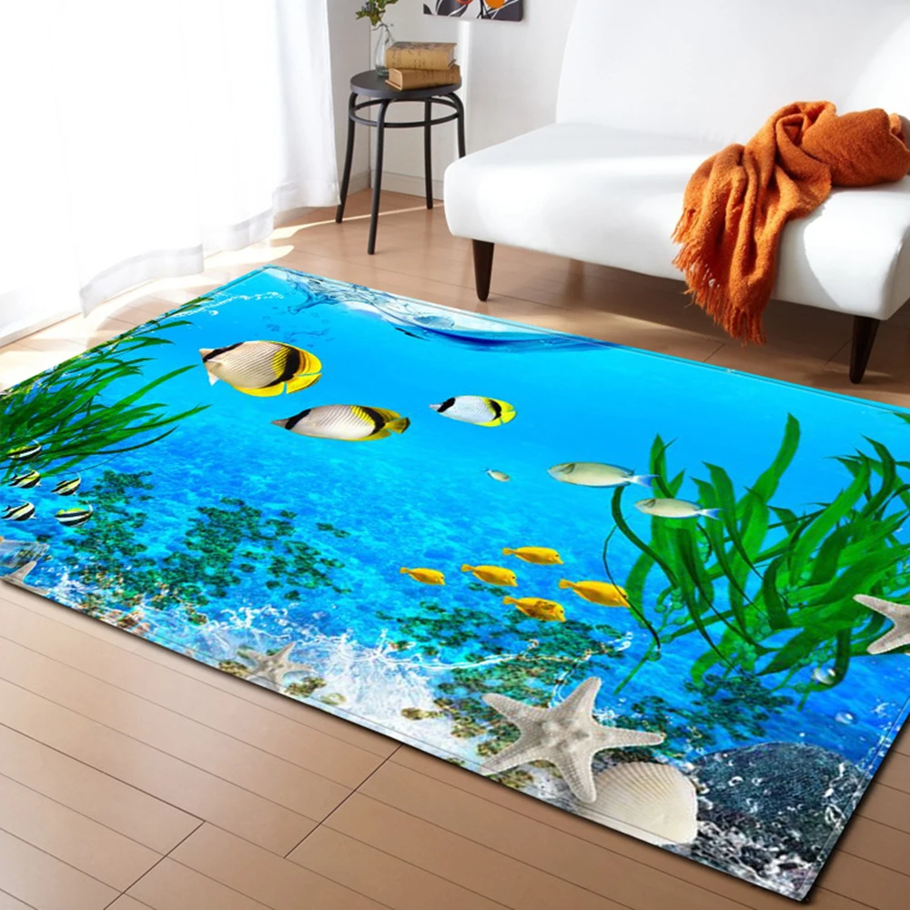 3D подводный мир узор журнальный столик для гостиной украшение нескользящий большой ковер для спальни татами коврик для детской комнаты - Цвет: HD-25