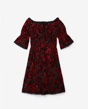 

19 Early Sweet Velvet Burning Flowers Dress Fr1640red01 7212