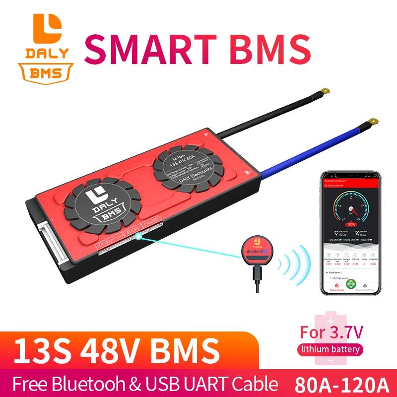 Smart BMS Li ion 3 7 V 13S 48V комплект литий ионный батарей 80A 100A 120A 485 для USB устройства солнечной панели|Аксессуары