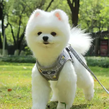 

Pet Dog Leash Adjustable Vest Reflective Soft Breathable Plaid Collar Puppy for Small Medium Large Dogs