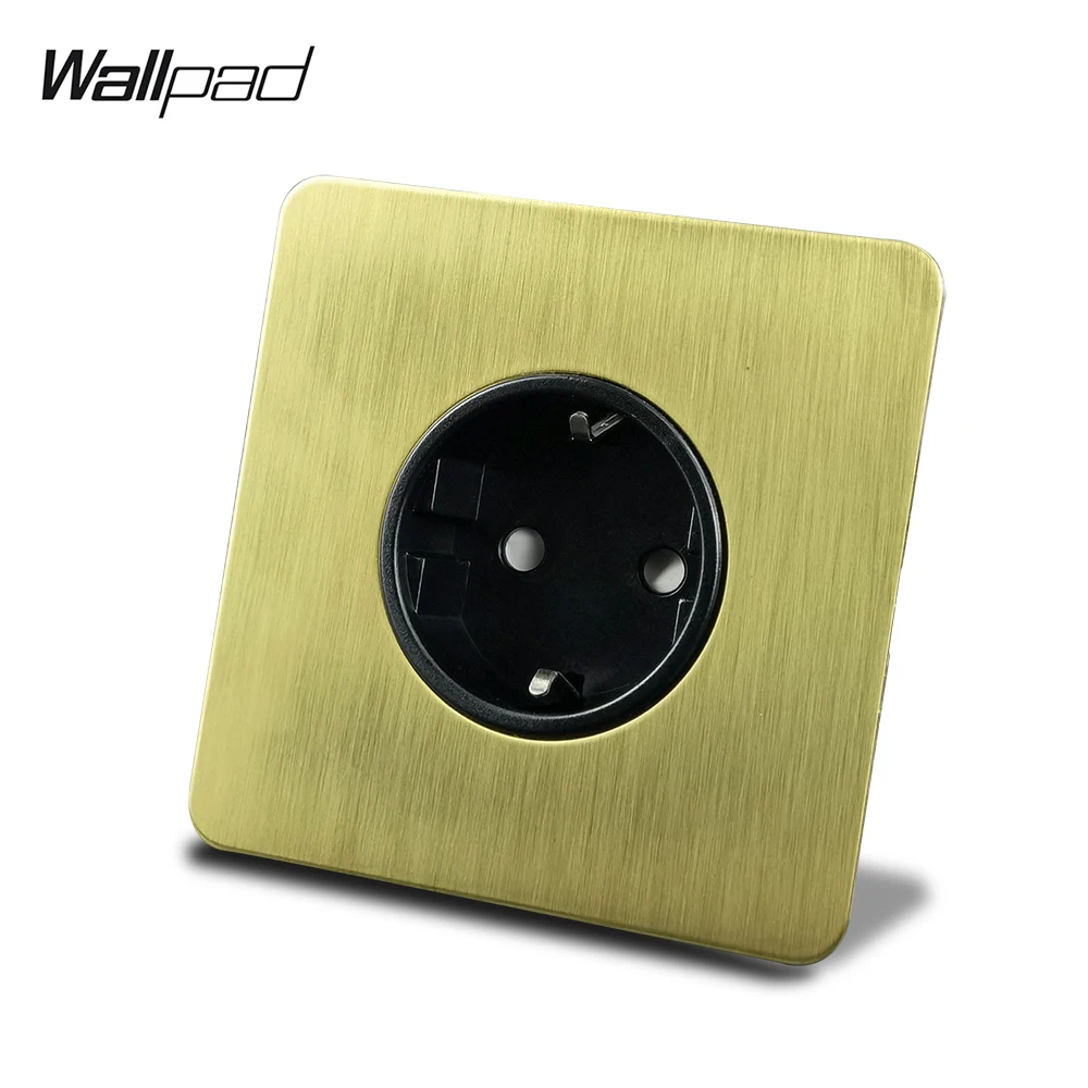 Wallpad EU Wall Socket Antique Brass Electrical Outlet Stainless Steel Panel German Schuko 4 Colors