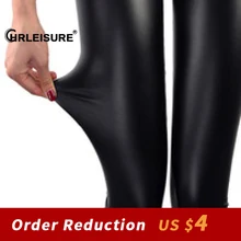 

CHRLEISURE Sexy Leggings Women Workout Faux Leather Leggings Push Up High Waist Pants Matte Slim Breathable