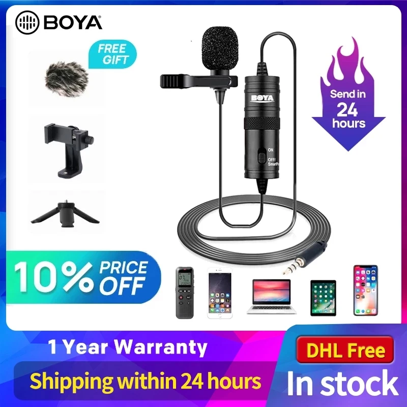 BOYA BY M1 3.5mm Audio Lavalier Microphone Video Record Interview 6M