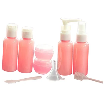 

9pcs Travel Bottles Refillable Cream Lotion Shampoo Liquid Bottles Kit with Tools (Pink)