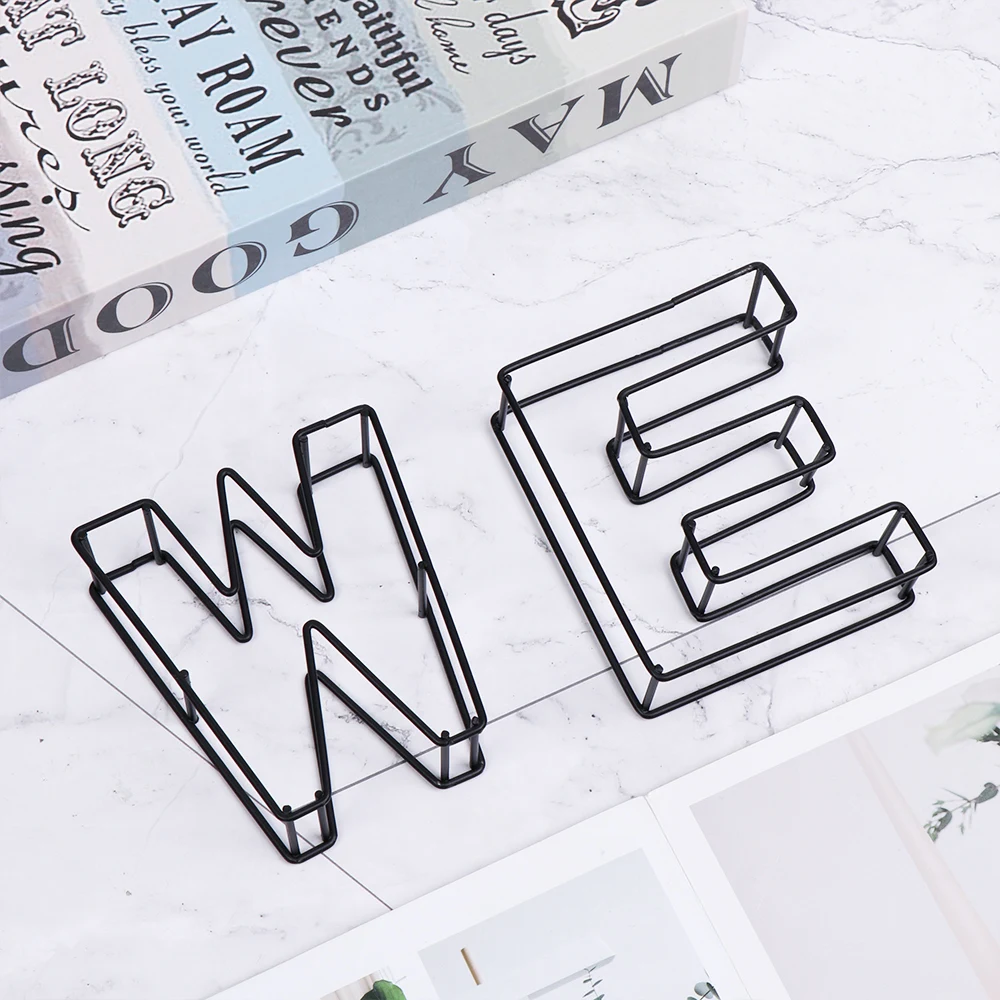 

Wrought Iron Alphabet Metal Hollow Letter Photography Props Desktop Ornament Modern Industrial Style Home Decoration Accessories