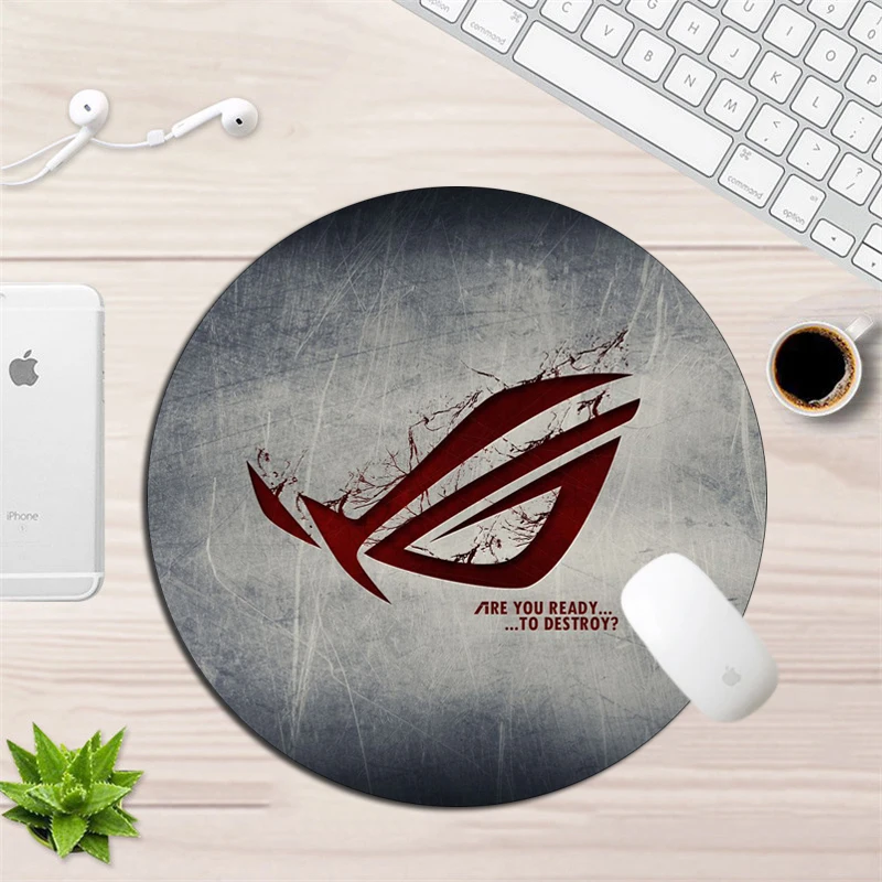 

22x22cm Round Asus Mousepad Computer Gamer Gaming Mouse pad PC Accessories Rubber Locking Edge Non-Skid Durable Office Desk Mat