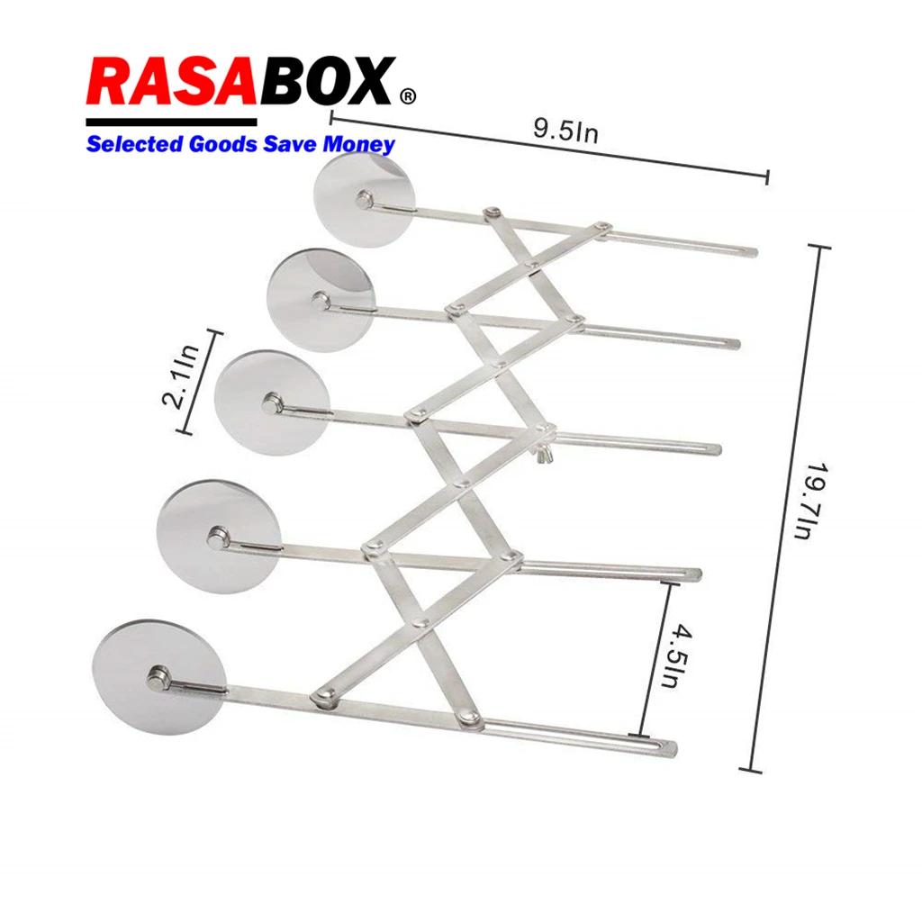 RASABOX-Winware 5 колесный Регулируемый тесторассекатель, датский Кондитерский Резак, расширяемый нож для пиццы из нержавеющей стали