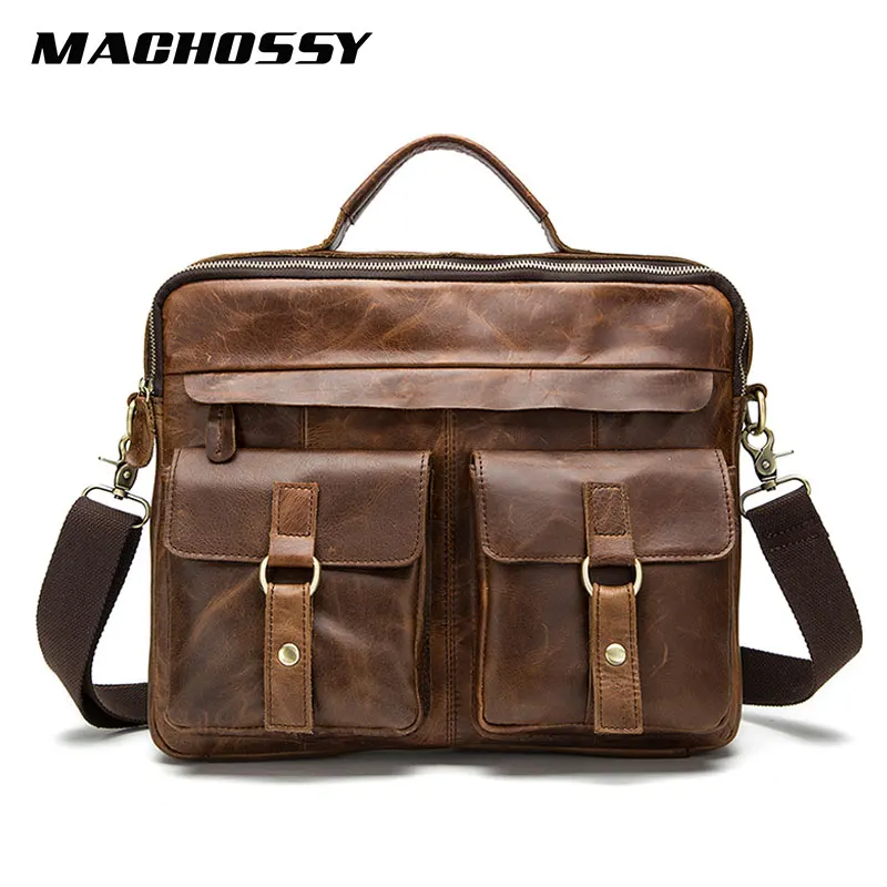 New  Vintave Men's Bag Genuine Leather Men Shoulder Bags Male Leather Laptop Briefcase Messenger/Crossbo